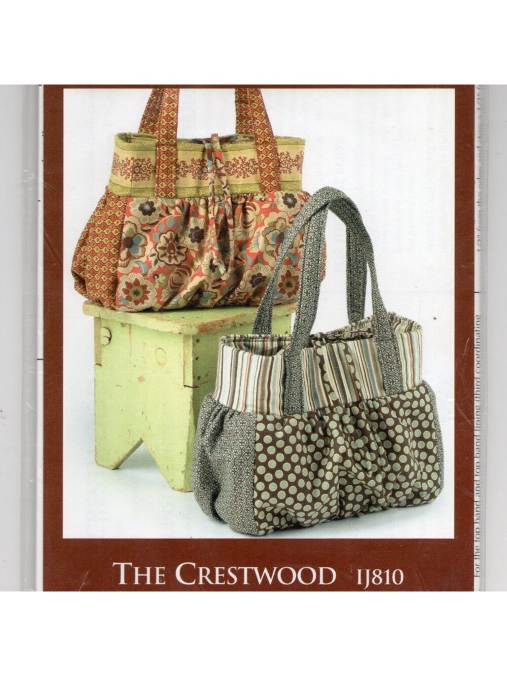 Tote Shoulder Bag Pattern The Crestwood Indygo Junction IJ810 Secely Palmer